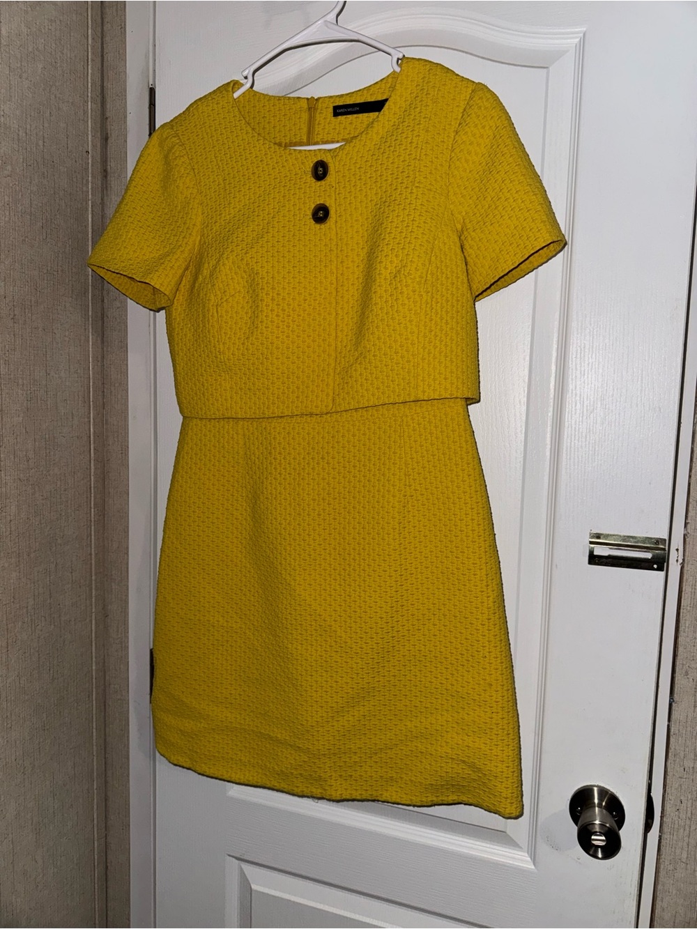 Karen Millen Yellow Textured Two-Piece Shift Dress